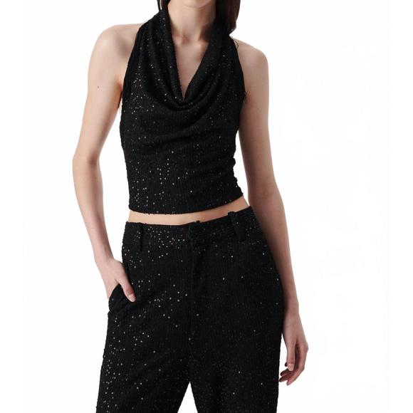 IRO Tops - NEW IRO masanne sequin halter top in black